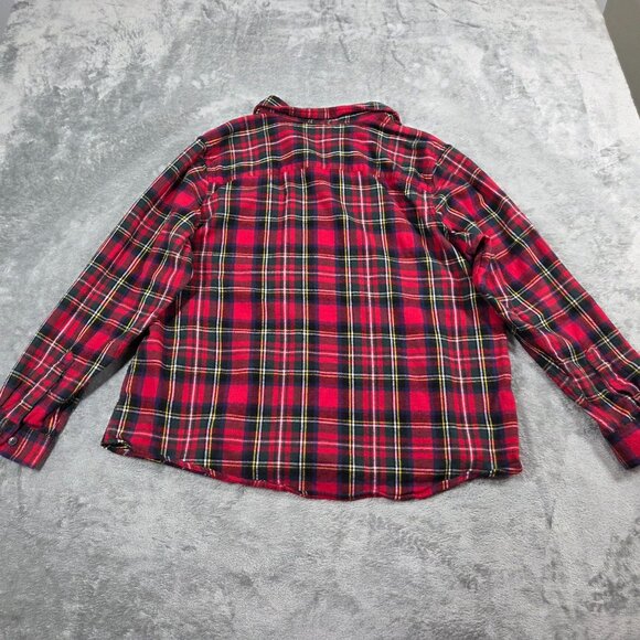 LL Bean Top Womens XL Petite Red Scotch Plaid Flannel Button Up Shirt - Picture 6 of 8